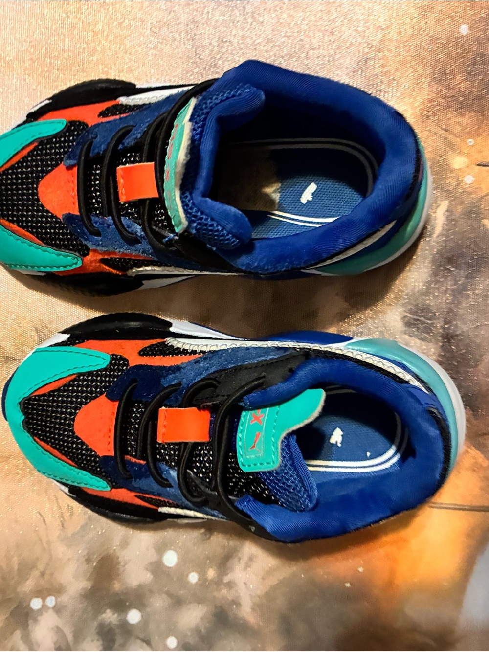 Puma Kids Blue Teal Orange Colorblock Sneakers